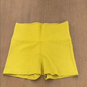 Aerie Offline Yellow Green High Waist Ribbed Shorts Size Small